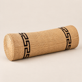 Handmade Buckwheat Pillow with Black Pattern - Natural Grass Neck and Back Support Pillow, Eco-Friendly on a beige backdrop
