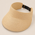 Handmade Straw Sun Visor: Adjustable Wide Brim Beach Hat on a beige backdrop