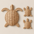 Handmade Sea Turtle Wall Decor, Coastal Wall Art, Ocean Nursery Decor, Woven Turtle Wall Art for Beach House on a beige backdrop