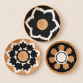 Handmade Boho Wall Hanging, Woven Basket Set, Modern Home Decor on a beige backdrop