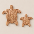 Handmade Turtle Coastal Wall Art, Woven Sea Turtle Wall Hanging, Cattail Turtle Wall Decor for Bedroom or Nursery on a beige backdrop