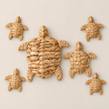 Handmade Turtle Wall Hanging, Woven Water Hyacinth Sea Turtle Wall Decor, Coastal Beach House Decor on a beige backdrop