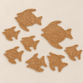 Handmade Fish Nursery Wall Decor, Woven Paper Rope Fish Wall Hanging Set, Coastal Bathroom Art, Ocean Kids Room on a beige backdrop