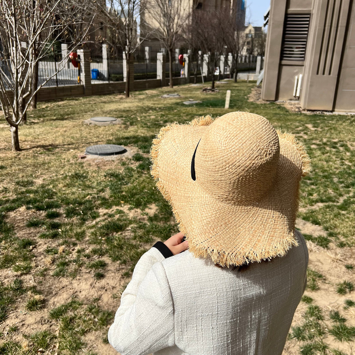 Handwoven Straw Sun Hat: Wide Brim Beach Accessory - view 6