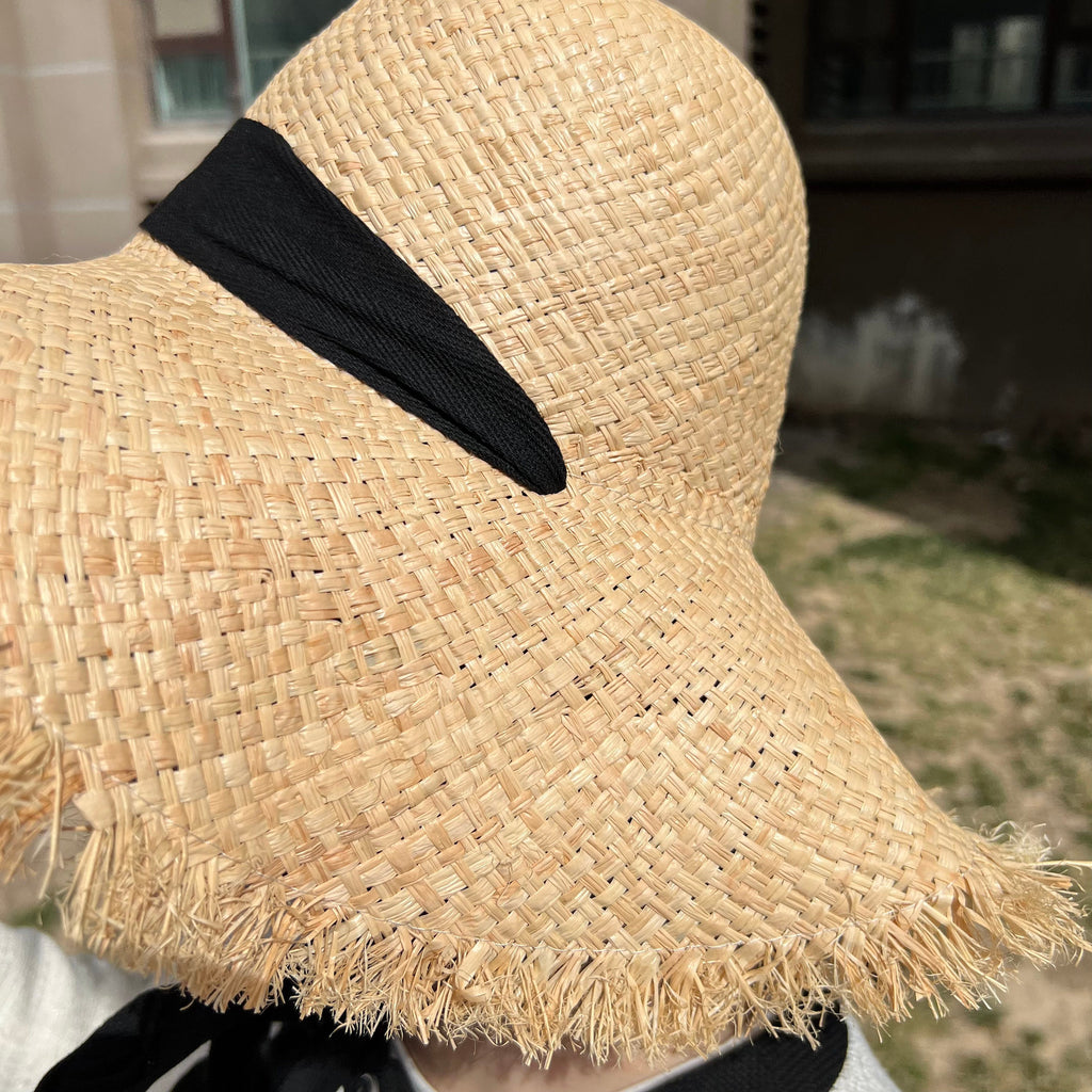 Handwoven Straw Sun Hat: Wide Brim Beach Accessory - view 9