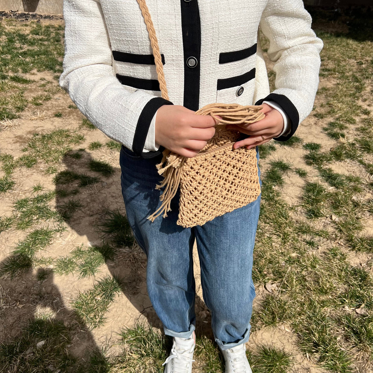 Handmade Woven Tassel Crossbody Bag: Eco-Friendly Nylon Summer Purse - view 10