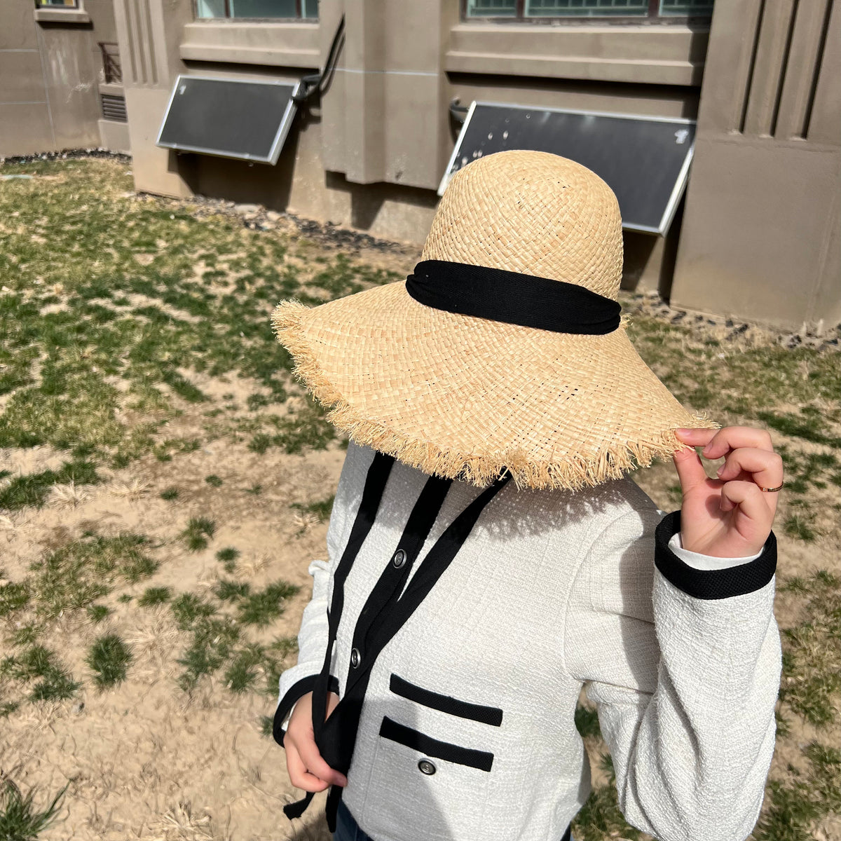 Handwoven Straw Sun Hat: Wide Brim Beach Accessory - view 4