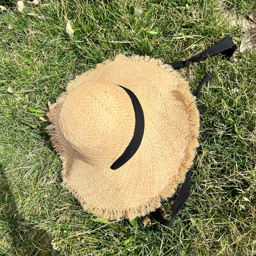 Handwoven Straw Sun Hat: Wide Brim Beach Accessory