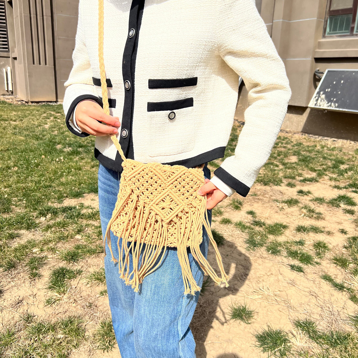 Handmade Woven Tassel Crossbody Bag: Eco-Friendly Nylon Summer Purse - view 8