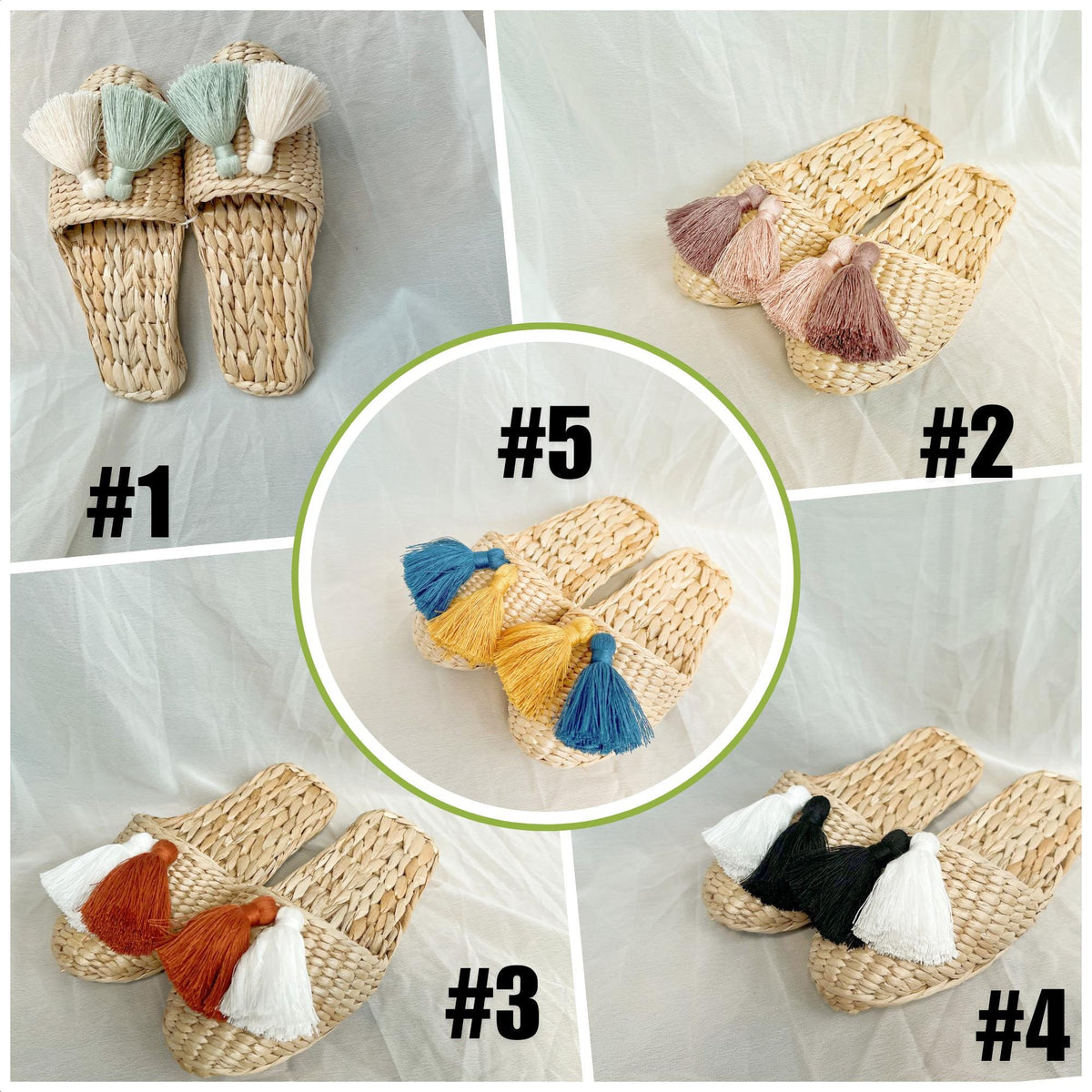 Handmade Cattail Slippers: Custom Tassel Sandals, Eco-Friendly Home Gift - view 4