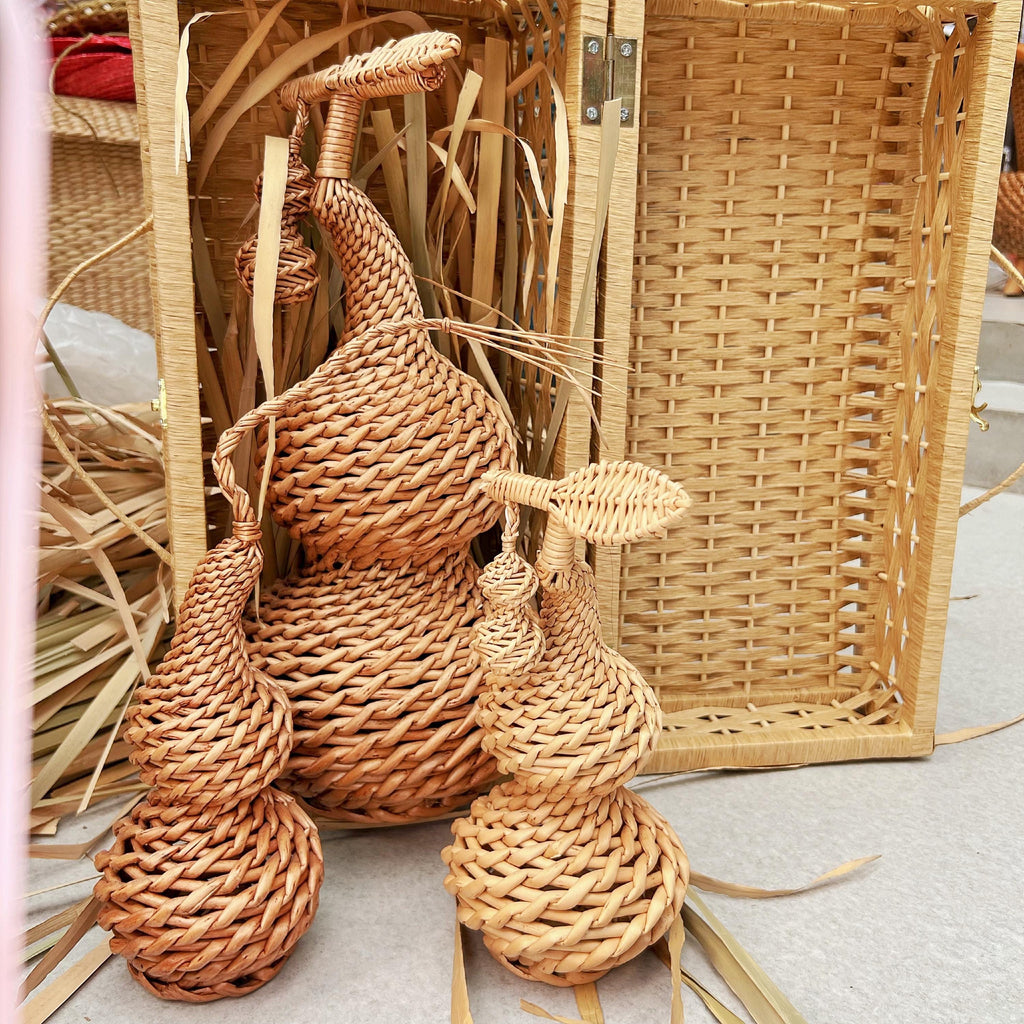 Handcrafted Woven Gourd Ornament: Natural Willow Decor