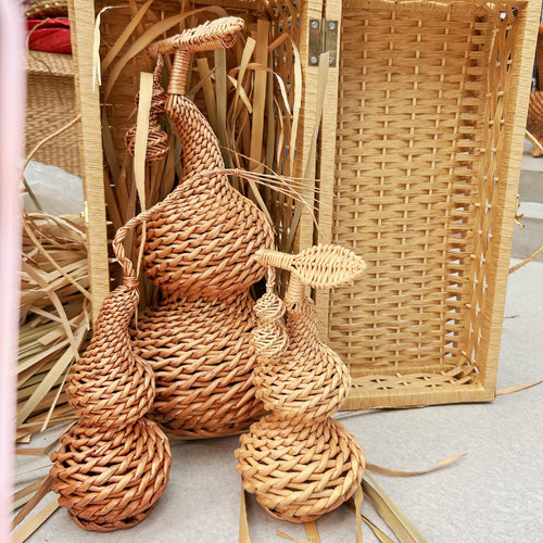 Handcrafted Woven Gourd Ornament: Natural Willow Decor