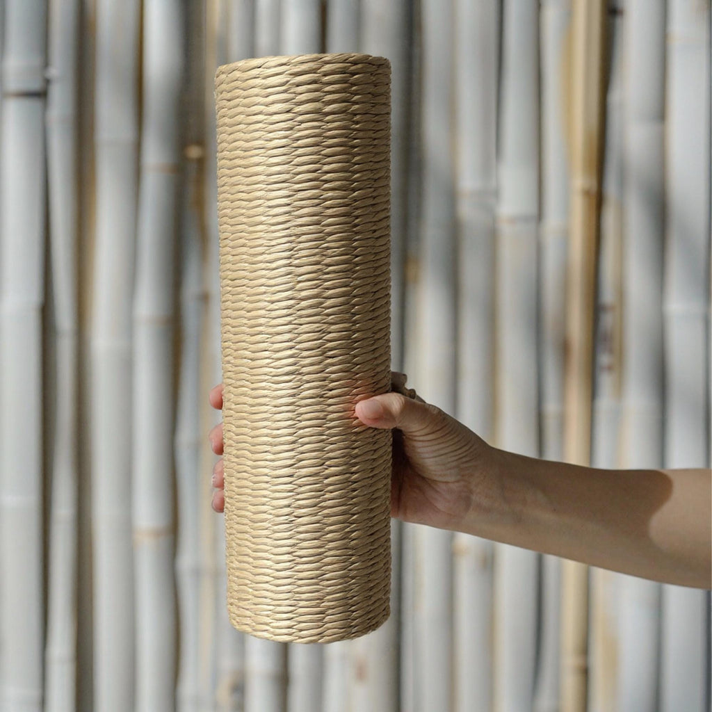 Handmade Straw Neck Roll Pillow: Woven Bolster for Yoga & Sleeping - view 2