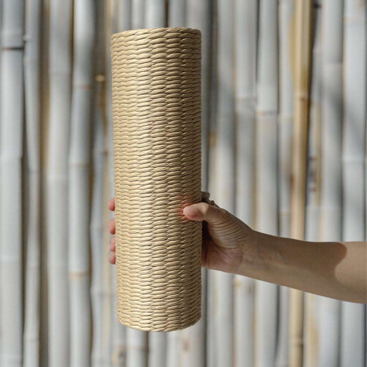 Handmade Straw Neck Roll Pillow: Woven Bolster for Yoga & Sleeping - view 2