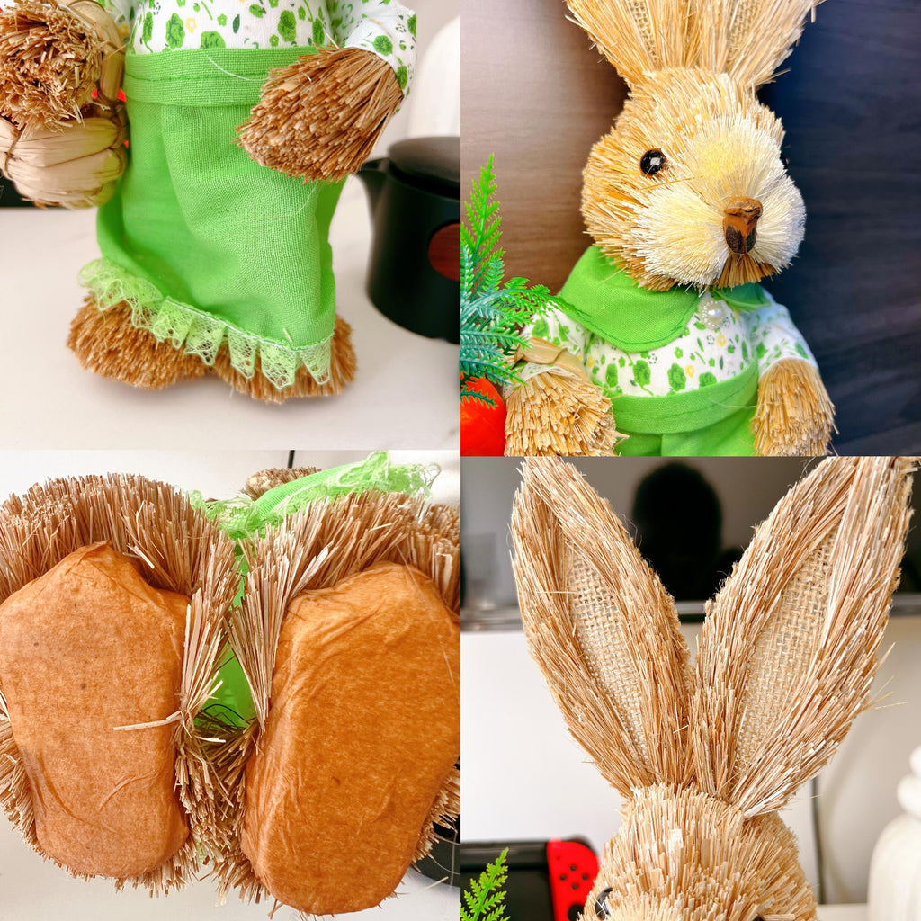 Handmade Straw Easter Bunny Family: Rustic Spring Decor - view 2