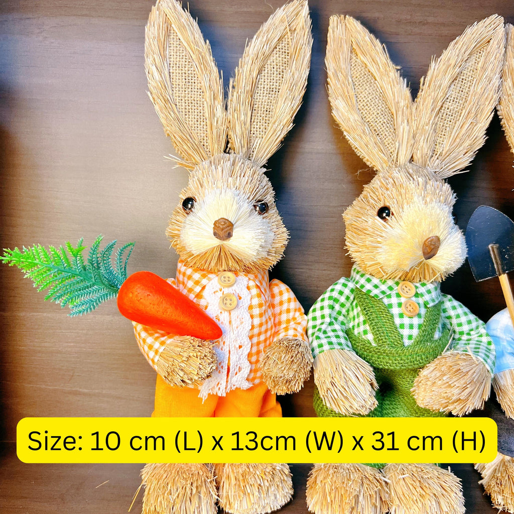 Handmade Straw Easter Bunny Family: Rustic Spring Decor - view 3