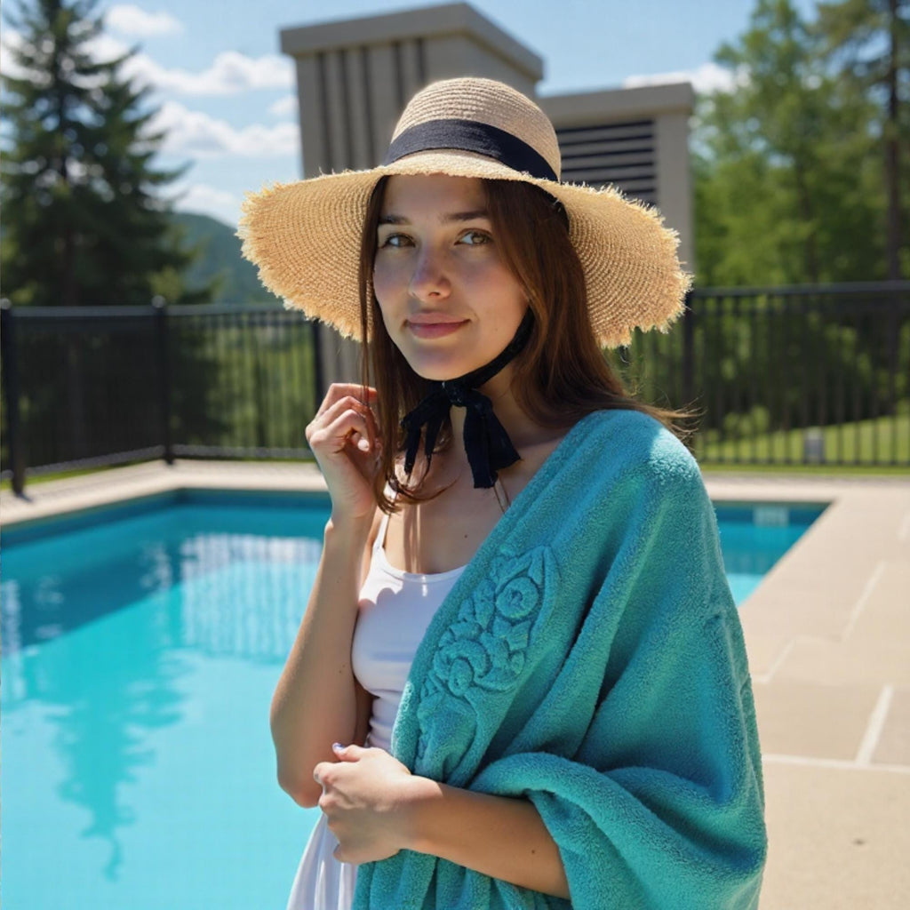 Handwoven Straw Sun Hat: Wide Brim Beach Accessory - view 3