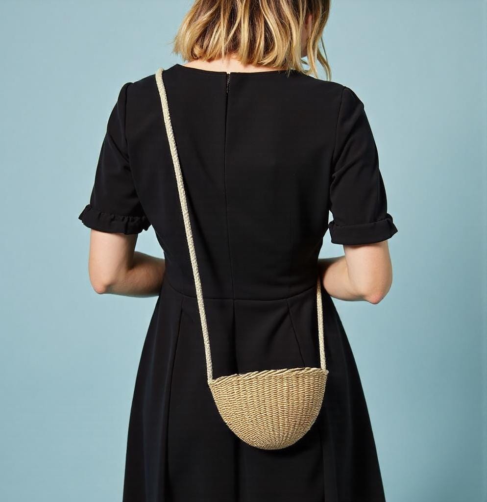 Mini Straw Crossbody Bag, Small Woven Basket Purse with Zip Top, Boho Summer Sling Bag for Sundress, Travel and Beach, Two Sizes - view 5