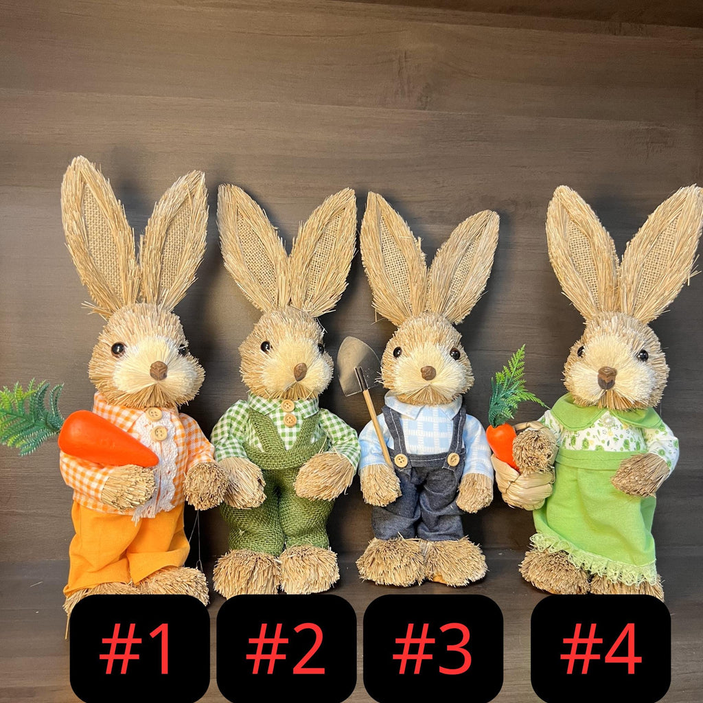 Handmade Straw Easter Bunny Family: Rustic Spring Decor - view 4