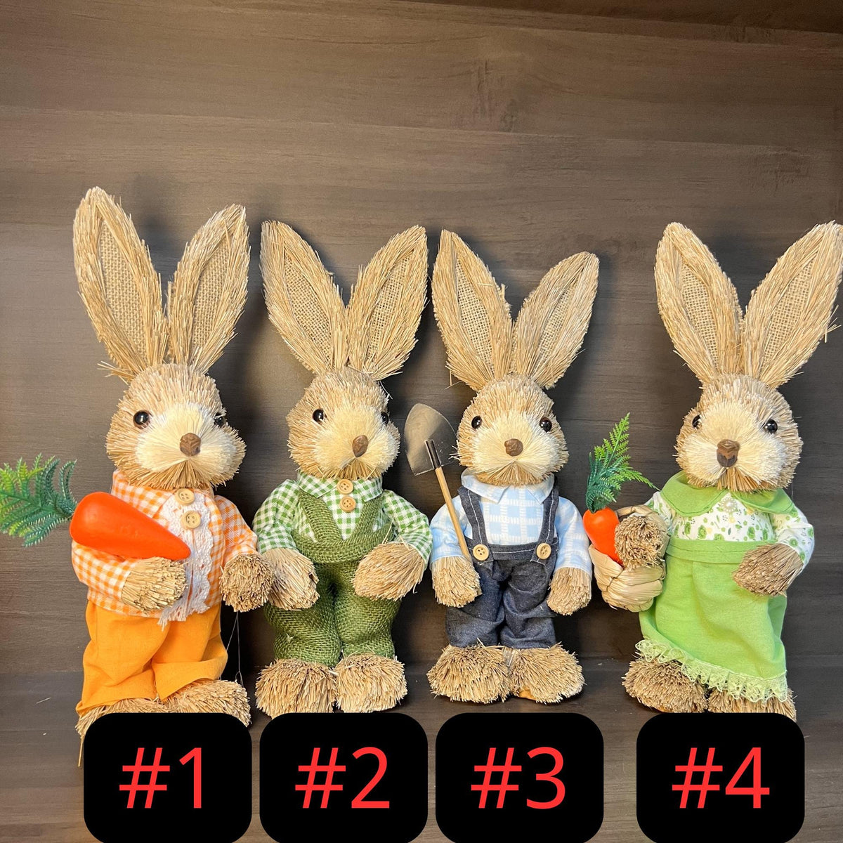 Handmade Straw Easter Bunny Family: Rustic Spring Decor - view 4