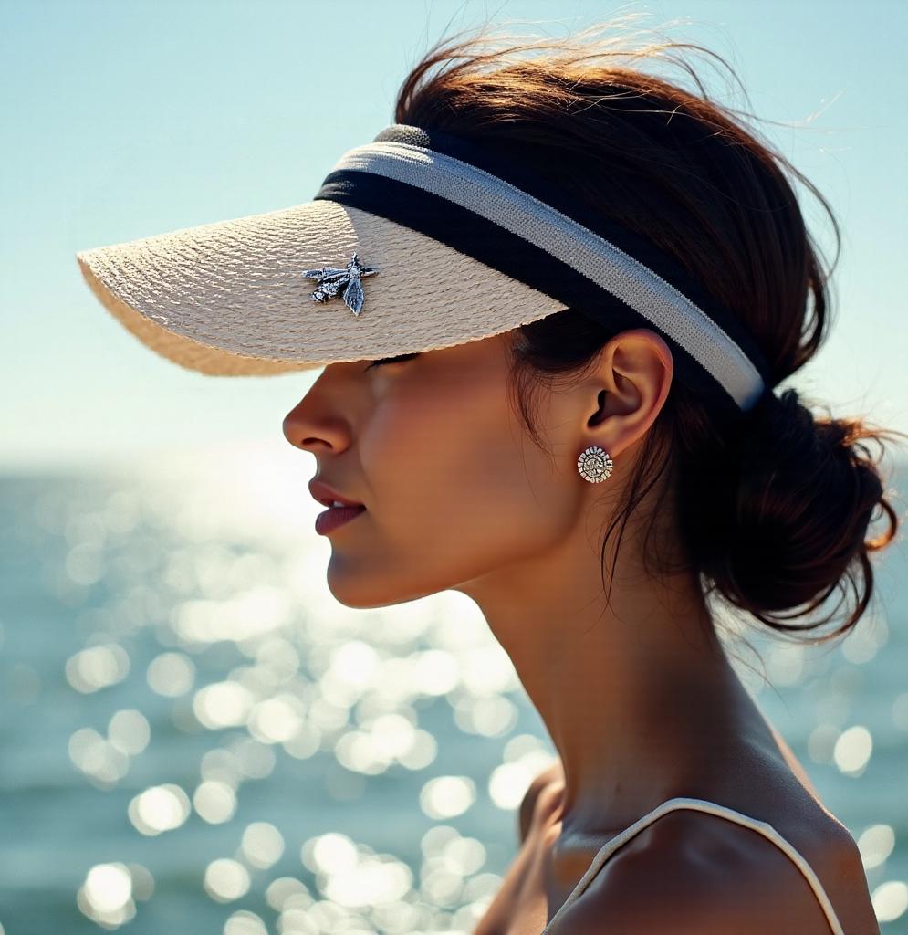 Handmade Straw Sun Visor: Wide Brim UV Protection Beach Hat - view 4