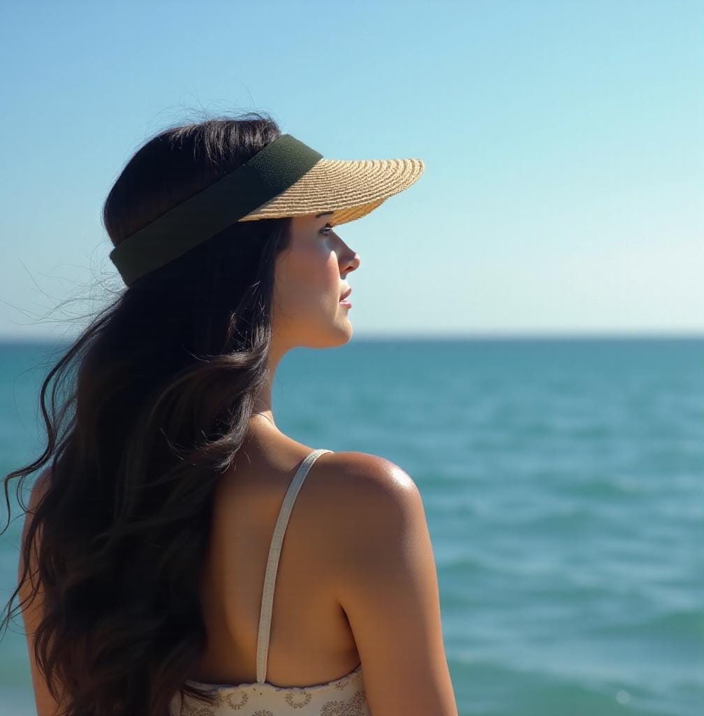 Handmade Straw Sun Visor: Wide Brim UV Protection Beach Hat - view 2