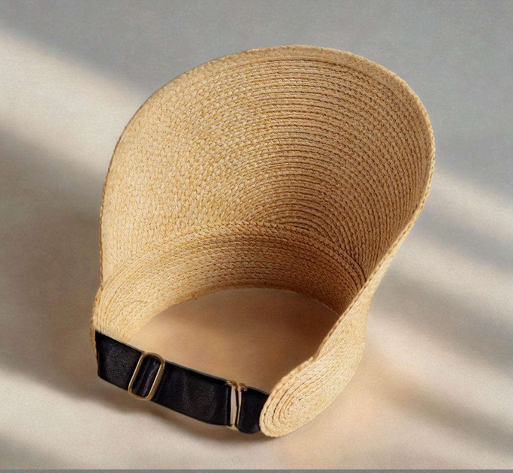 Handmade Straw Sun Visor: Adjustable Wide Brim Beach Hat - view 4