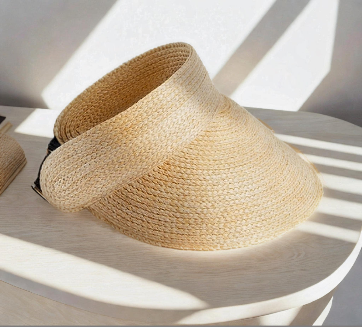 Handmade Straw Sun Visor: Adjustable Wide Brim Beach Hat