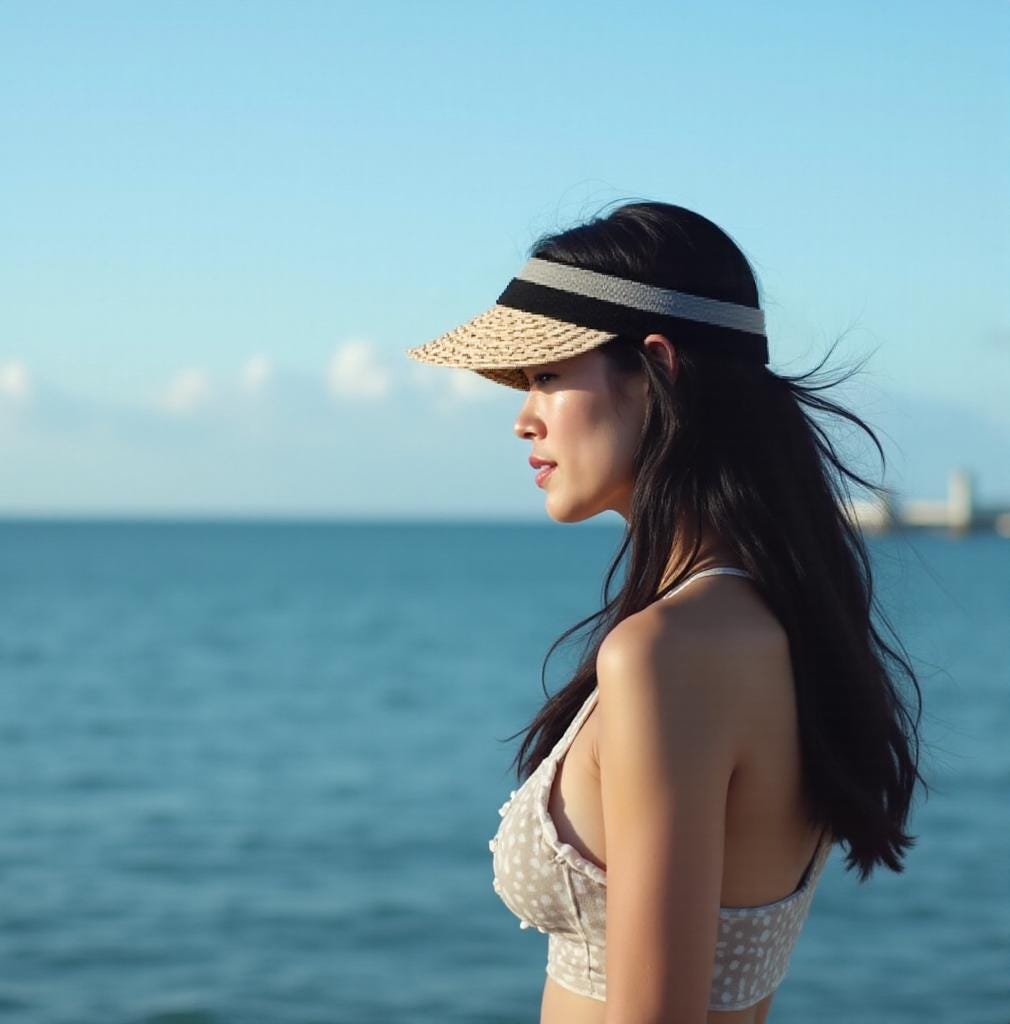 Handmade Straw Sun Visor: Wide Brim UV Protection Beach Hat - view 3