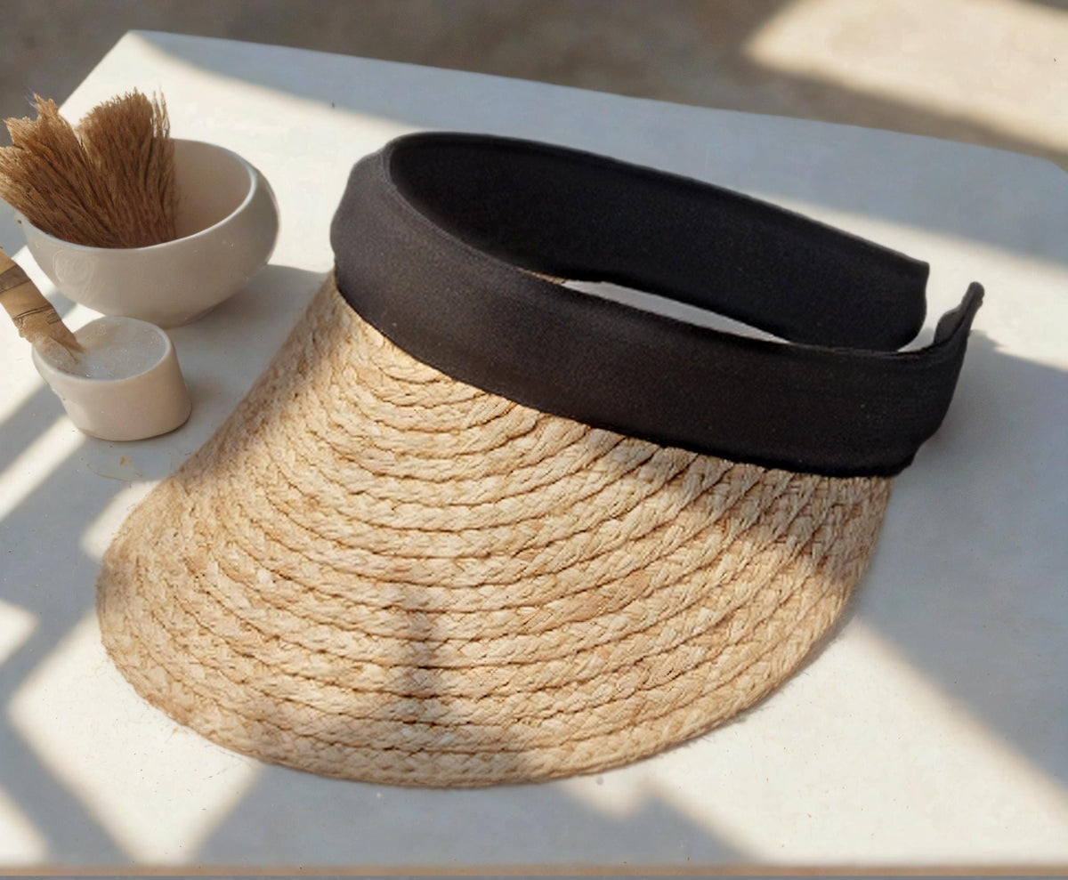 Handmade Straw Sun Visor: Wide Brim UV Protection Beach Hat - view 8