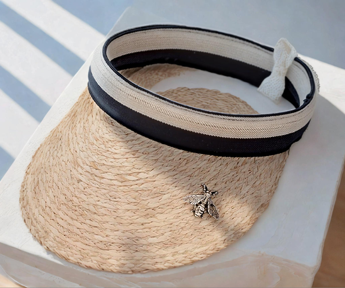 Handmade Straw Sun Visor: Wide Brim UV Protection Beach Hat - view 7