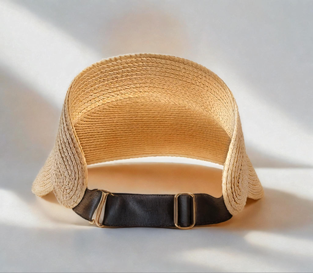 Handmade Straw Sun Visor: Adjustable Wide Brim Beach Hat - view 5