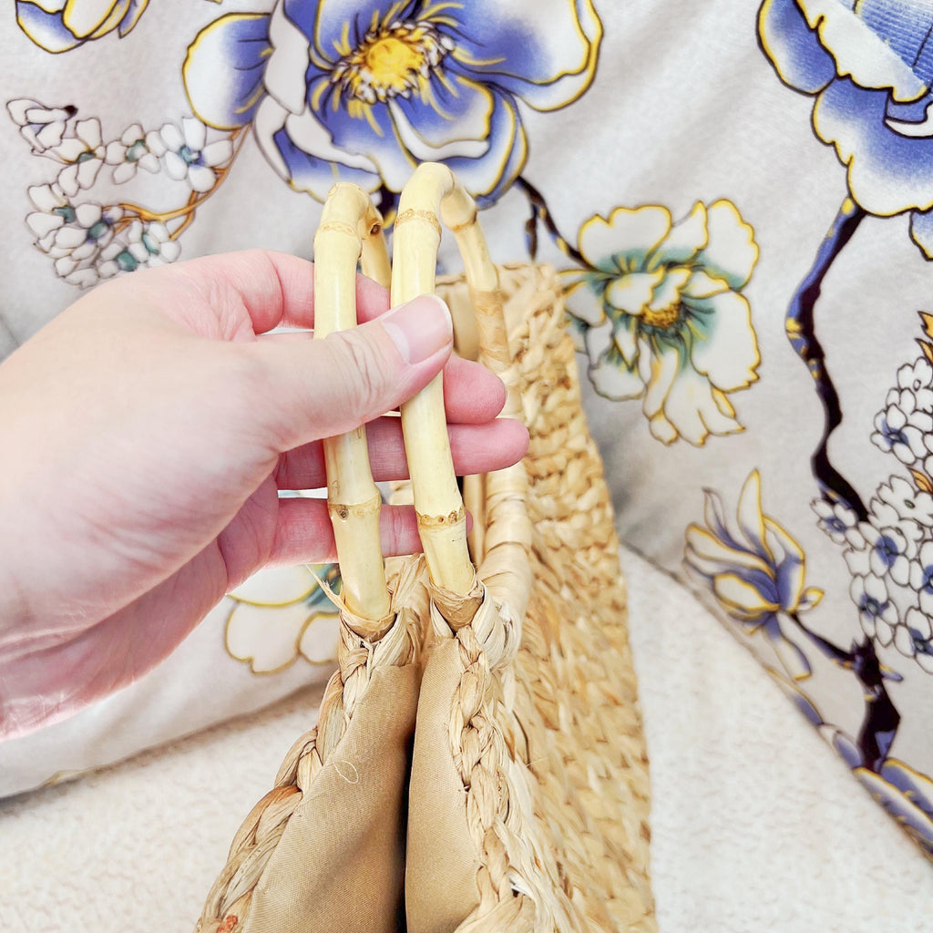 Handwoven Straw Tote: Natural Boho Beach Bag with Bamboo Handles - view 3
