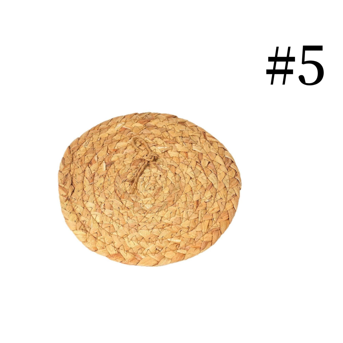 A woven straw mat or mat cover is shown against a white background.