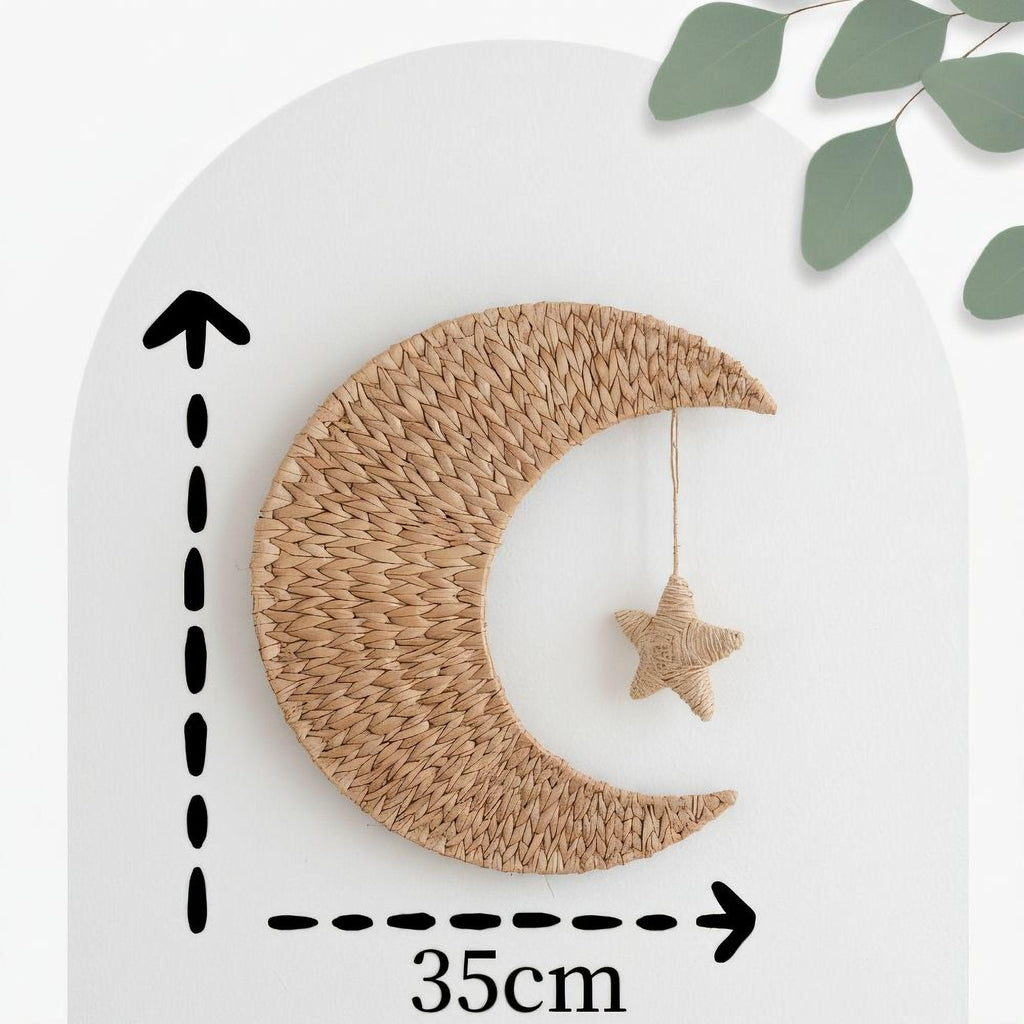 a crescent moon and a star, with the crescent moon being the main focus. The image is approximately 35 centimeters in size.