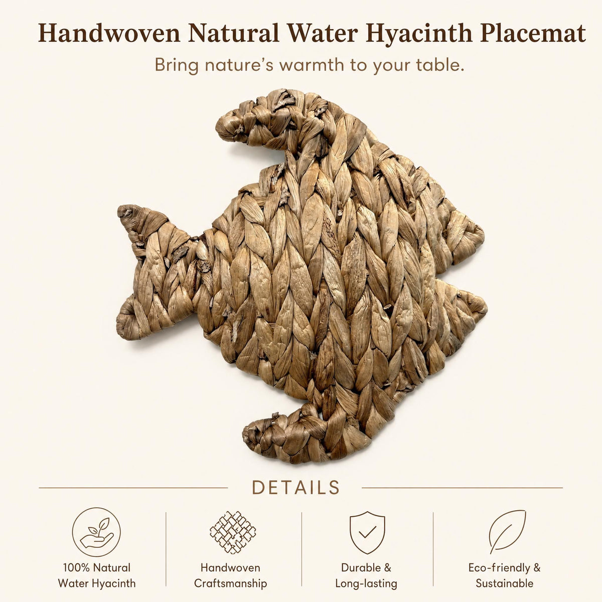 Handwoven Natural Water Hyacinth Placemat