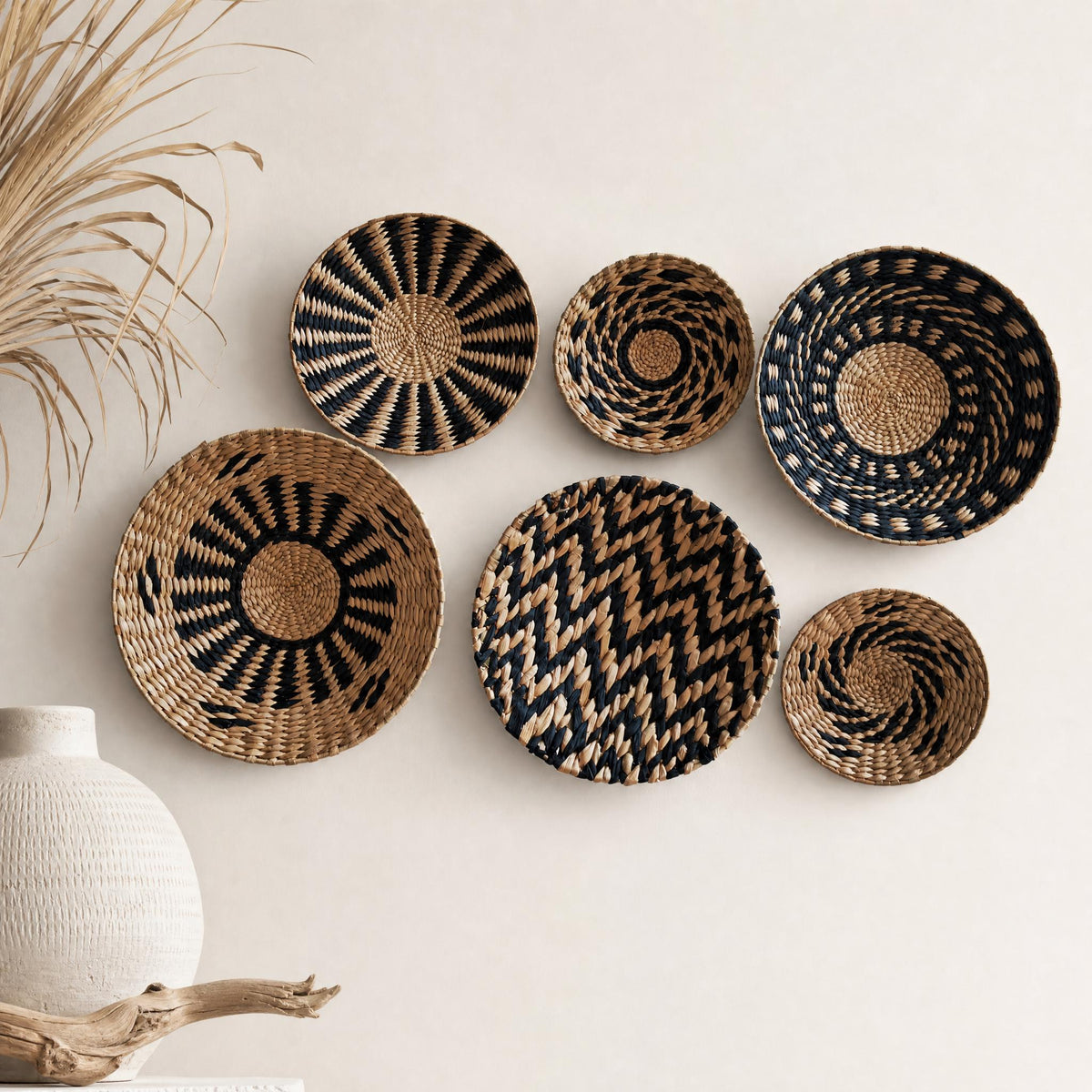Handmade Woven Wall Baskets, Boho Wall Decor, Cozy Room Styling, Housewarming Gift - view 8