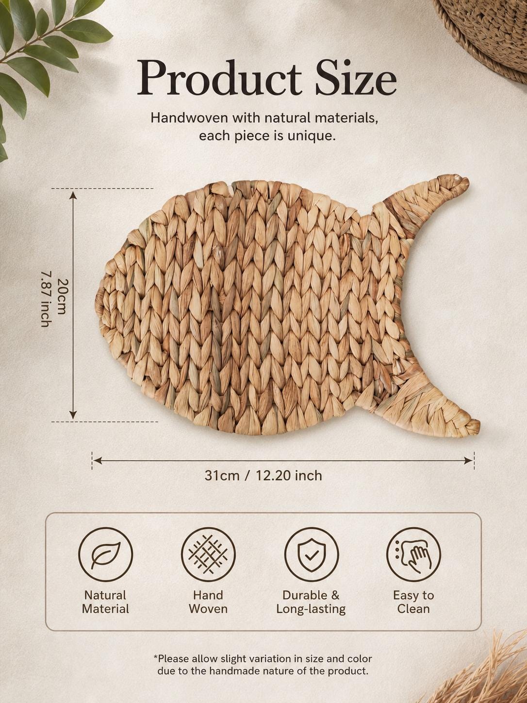 Handmade Fish Placemat, Woven Kitchenware, Coastal Dining Table, New Home Gift - view 8