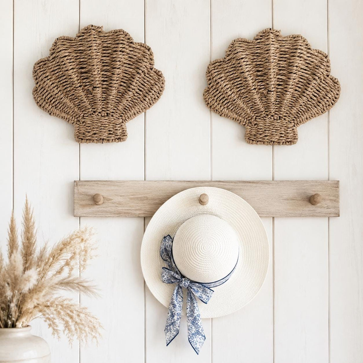 Handmade Shell Wall Art, Coastal Wall Decor, Boho Bathroom Accent, Beach House Gift
