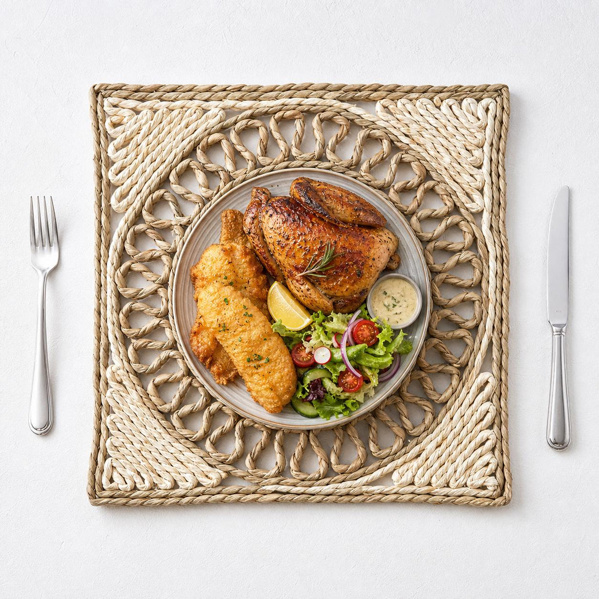 Handmade Woven Placemats Set of 4, Square 30cm Woven Table Mats, Kitchen Dining Decor, New Home Gift - view 5