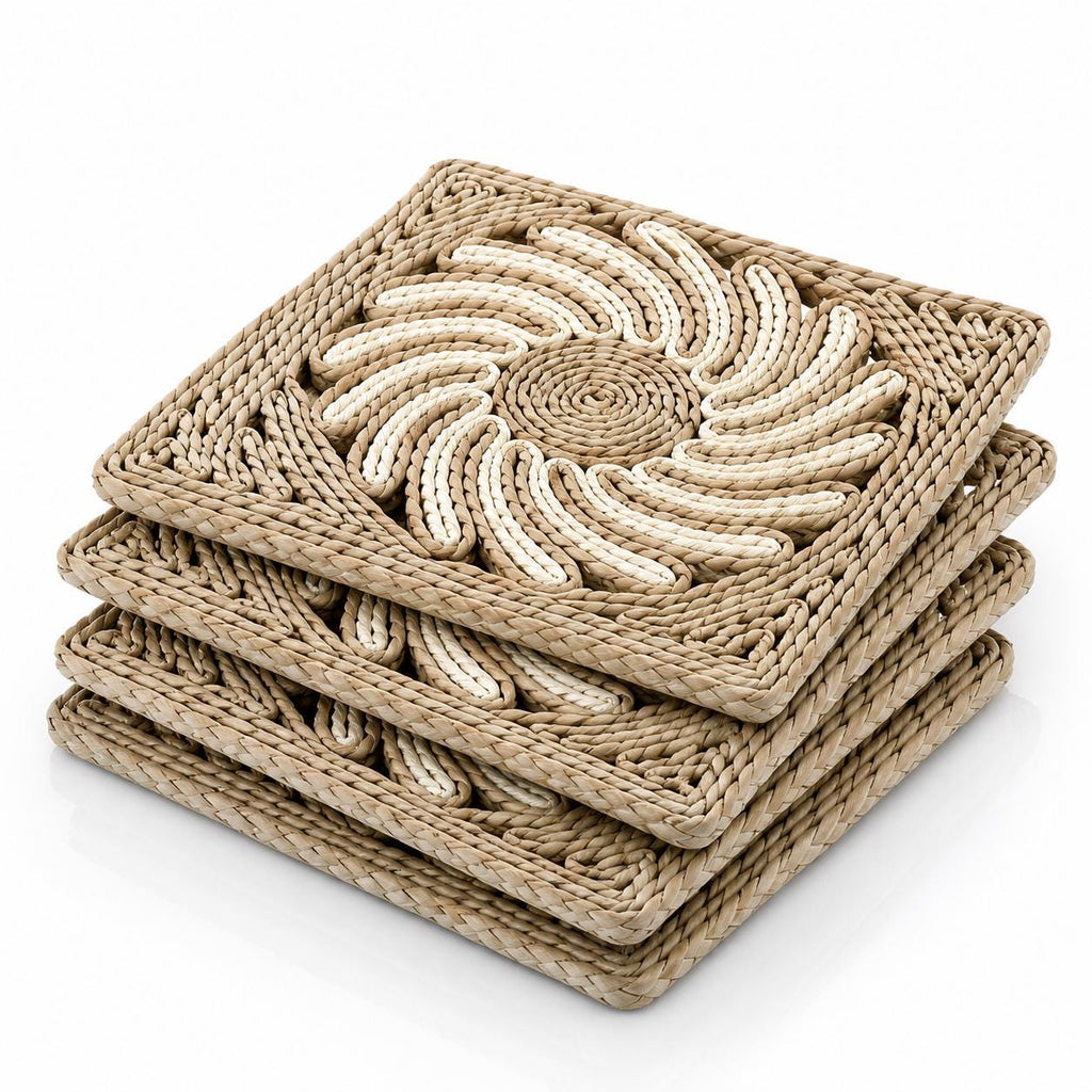 Handmade Woven Placemats Set of 4, Square 30cm Woven Table Mats, Kitchen Dining Decor, New Home Gift - view 7
