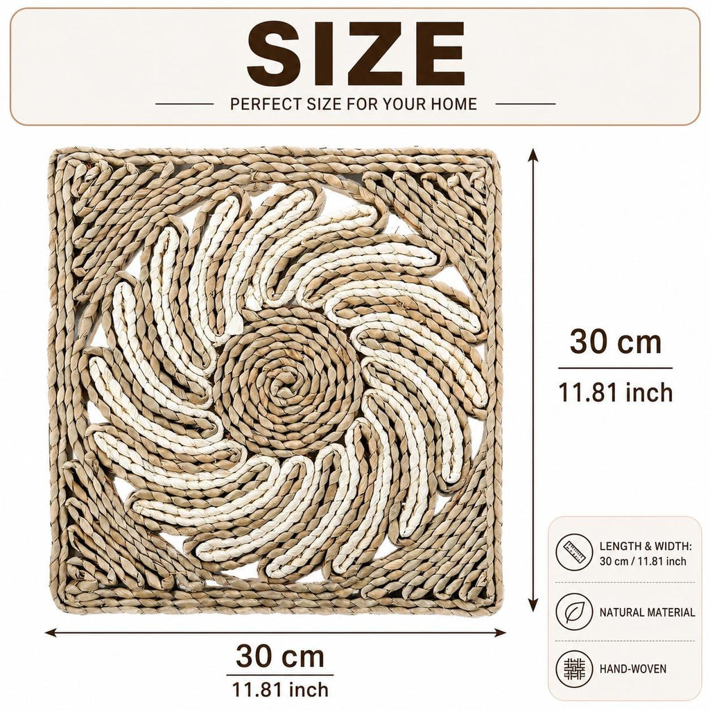 Handmade Woven Placemats Set of 4, Square 30cm Woven Table Mats, Kitchen Dining Decor, New Home Gift - view 8