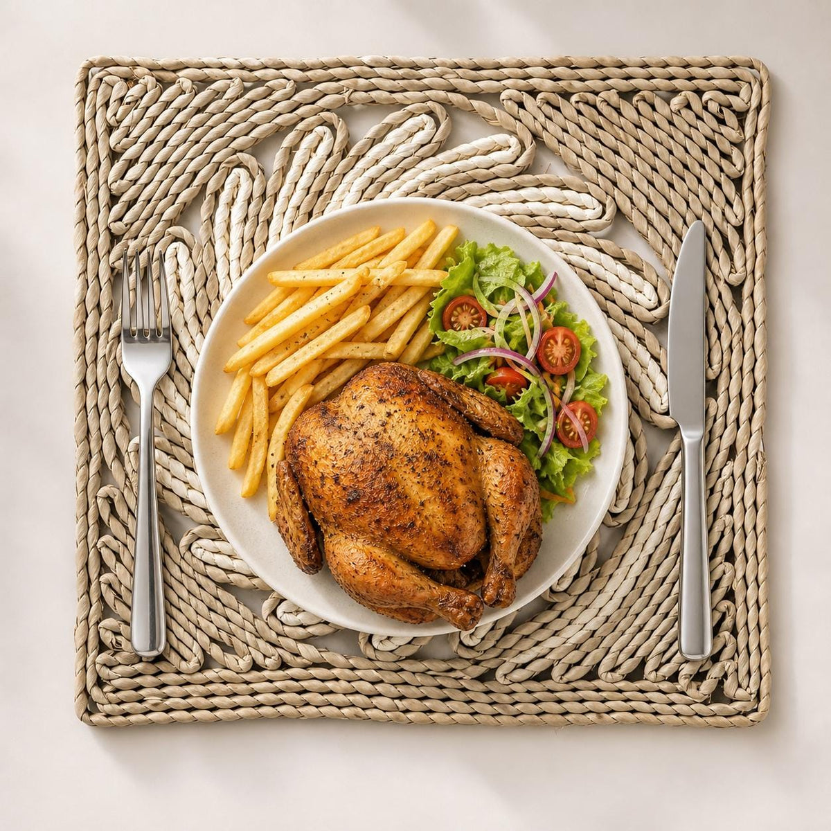 Handmade Woven Placemats Set of 4, Square 30cm Woven Table Mats, Kitchen Dining Decor, New Home Gift - view 3
