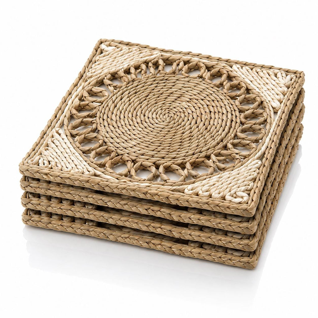 Handmade Woven Placemats Set of 4, Square 30cm Woven Table Mats, Kitchen Dining Decor, New Home Gift - view 9
