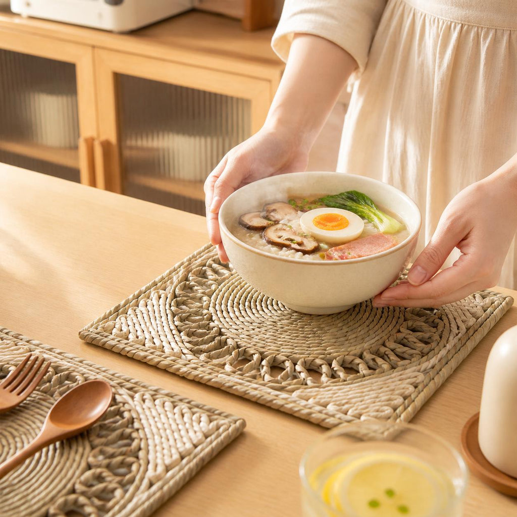 Handmade Woven Placemats Set of 4, Square 30cm Woven Table Mats, Kitchen Dining Decor, New Home Gift - view 13