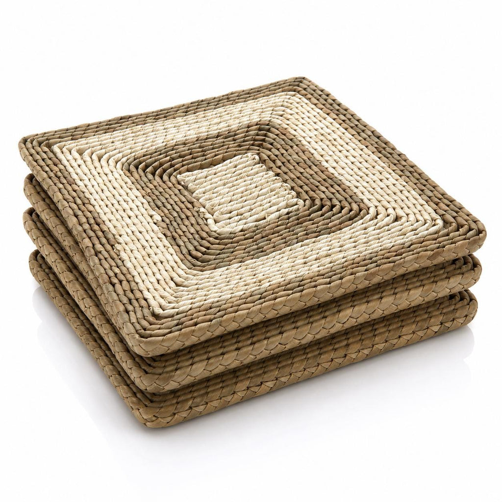 Handmade Woven Placemats Set of 4, Square 30cm Woven Table Mats, Kitchen Dining Decor, New Home Gift - view 14