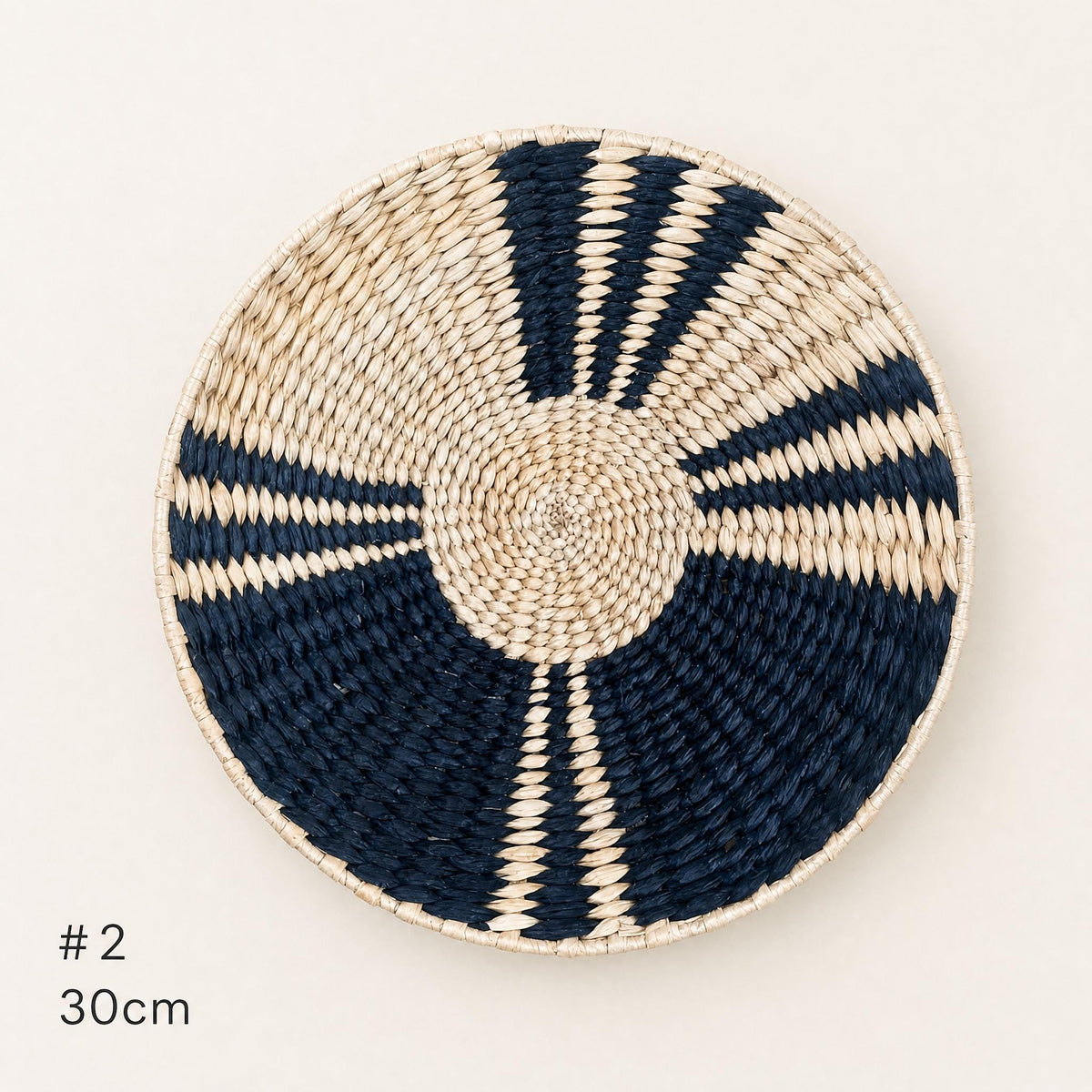 Handmade woven cattail wall basket set of 5 in black, white and natural tan geometric patterns for boho living room and rustic home decor - view 5