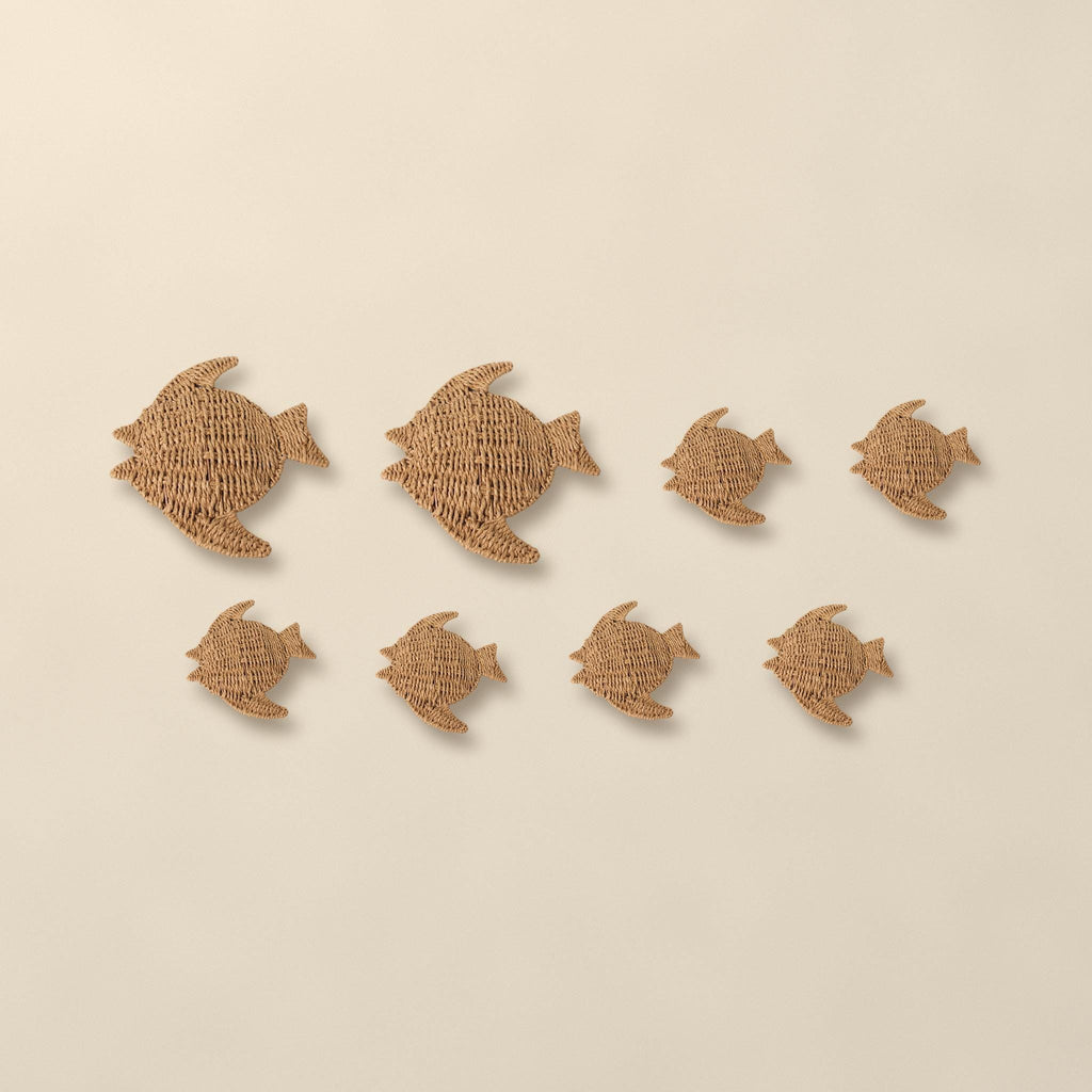 Style option 2 Large + 6 Small (Set of 8): what is included in this set of woven paper rope fish